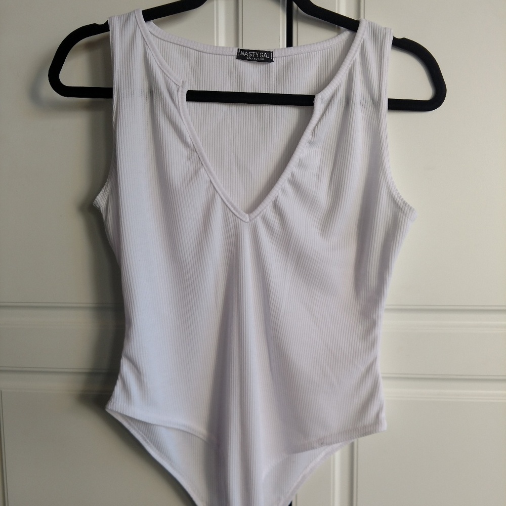 Nasty Gal white ribbed bodysuit